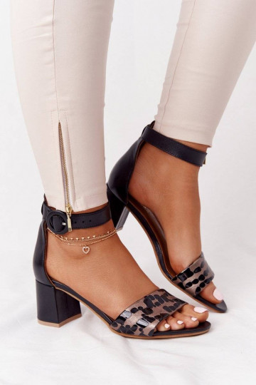 Leather High Heel Sandals...