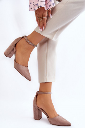 Suede Heel Pumps Dark Beige... 2