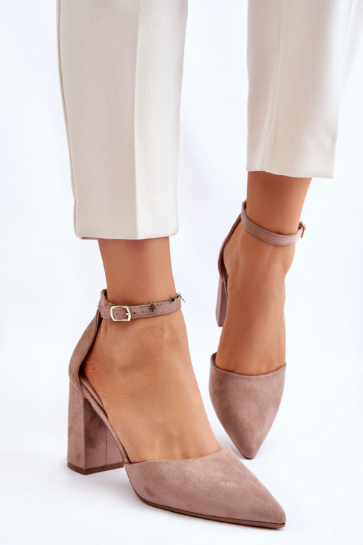 Suede Heel Pumps Dark Beige Lexie