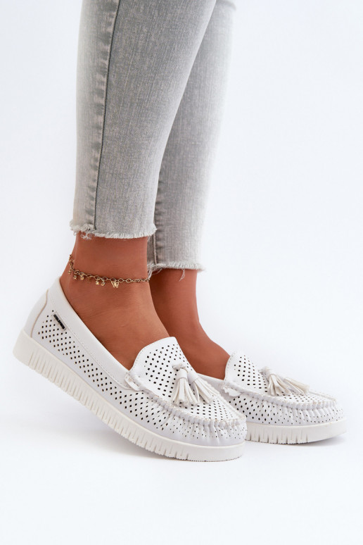 White Women's Cutout Moccasins Made...