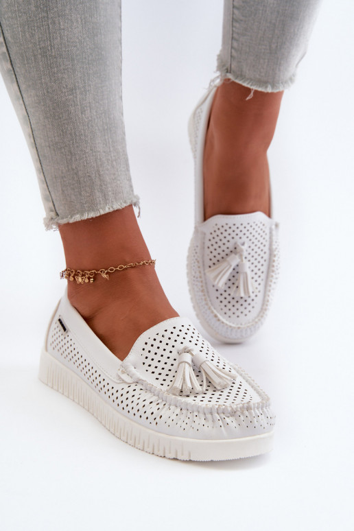 White Women's Cutout Moccasins Made...