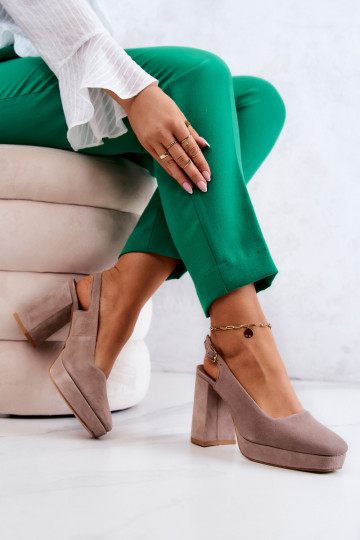 Suede pumps shoes Beige