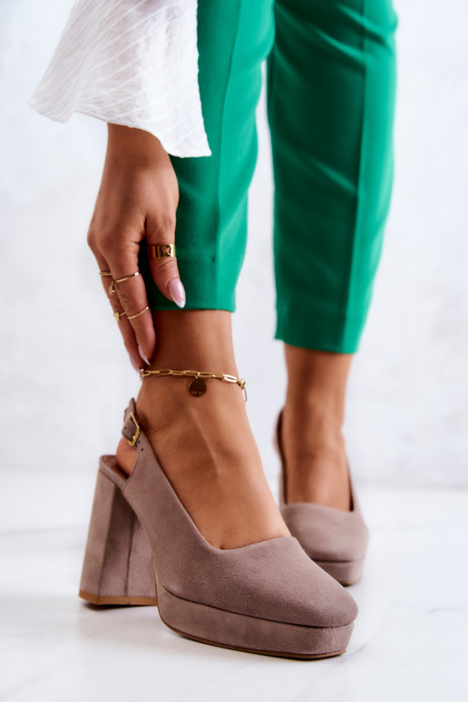 Suede pumps shoes Beige