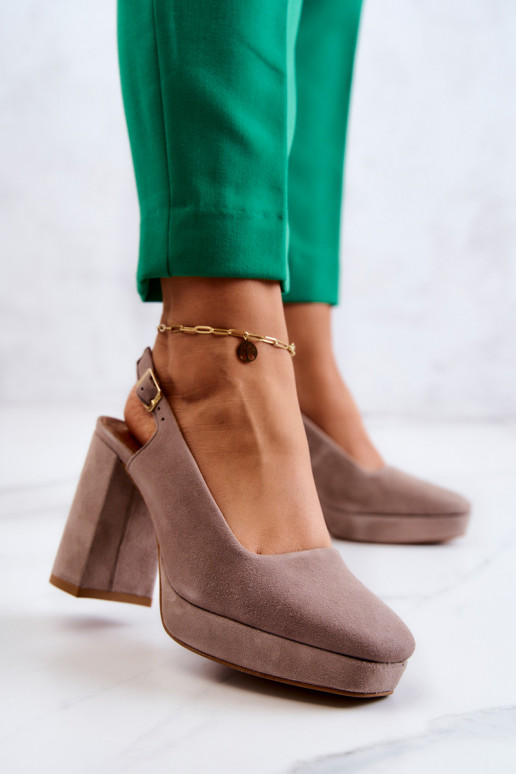 Suede pumps shoes Beige
