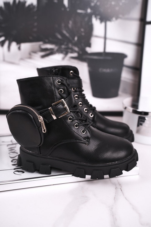 Warm children's shoes in black color