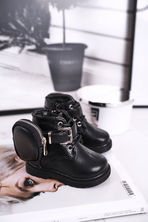 Warm children's shoes in black color