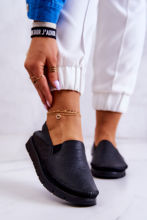 Women's Leather Slip-On Shoes...