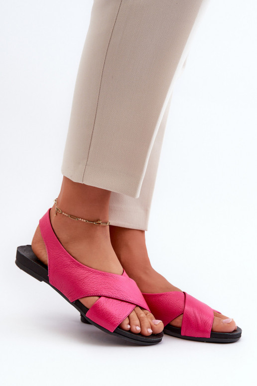 Women's Leather Sandals Fuchsia