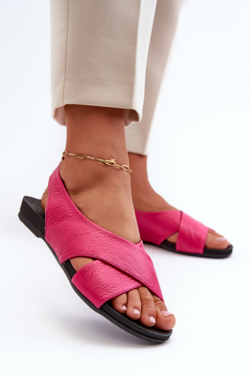 Women's Leather Sandals Fuchsia