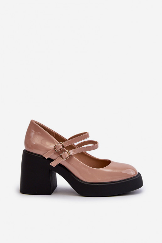 Dark Beige Patent Leather Pumps on...