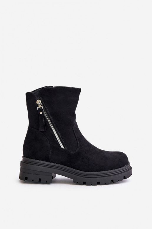 Warm Lined Ankle Boots On Flat Heel...