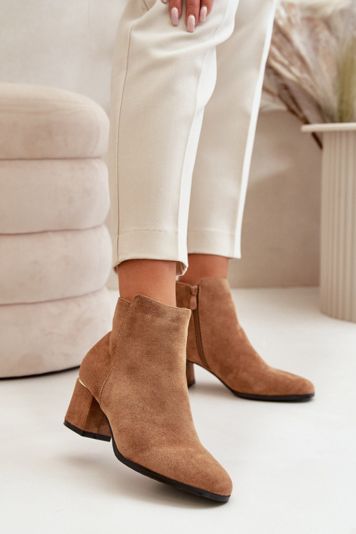 Eco Suede Ankle Boots With Heel...