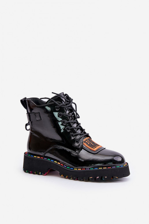 Lacquered Ankle Boots Women's Zipper...