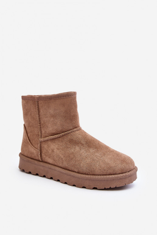 Warm snow boots with fur inside khaki...