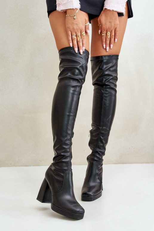 Knee High Heeled Boots Black Liatheia