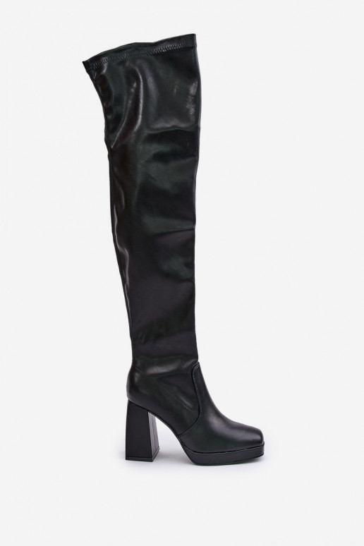 Knee High Heeled Boots Black Liatheia