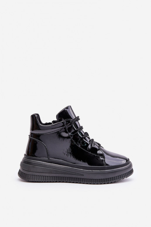 With varnish effect sports shoes with...