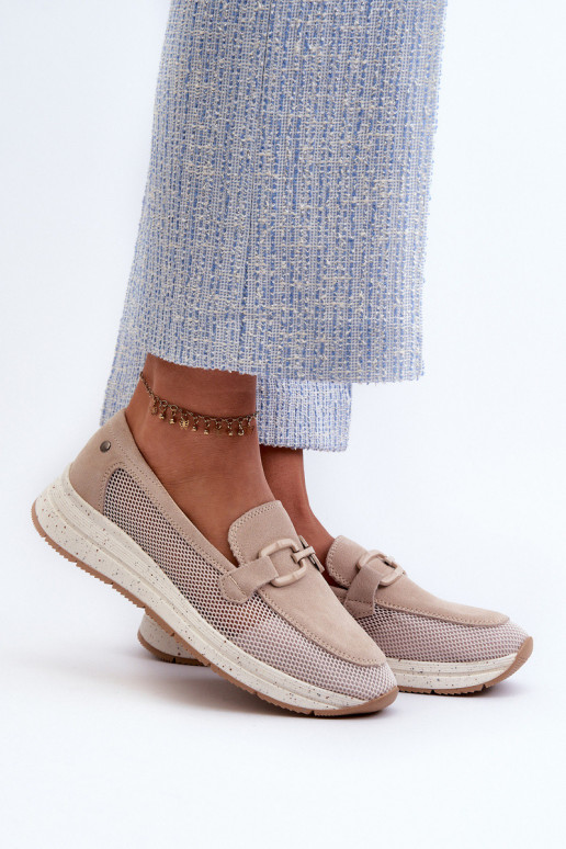 Women's Suede Moccasins D&A Beige