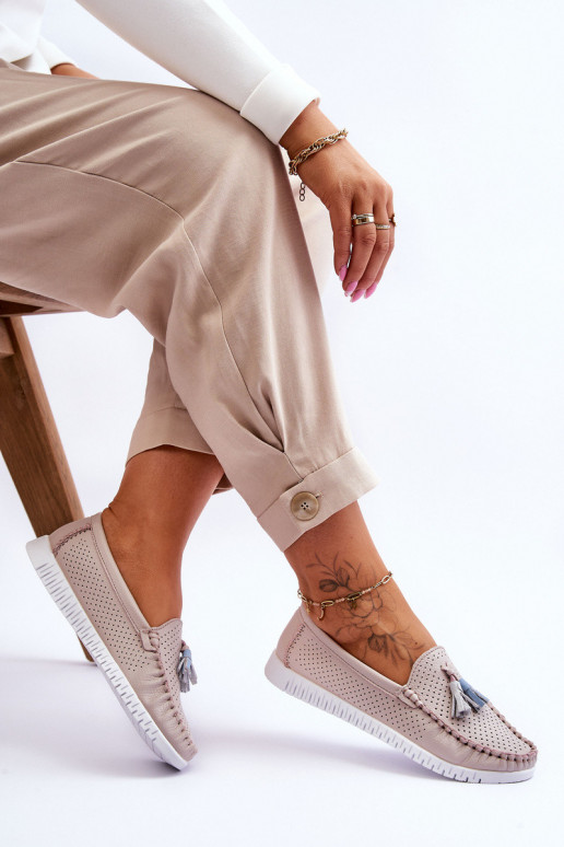 Women's Openwork Leather Loafers...