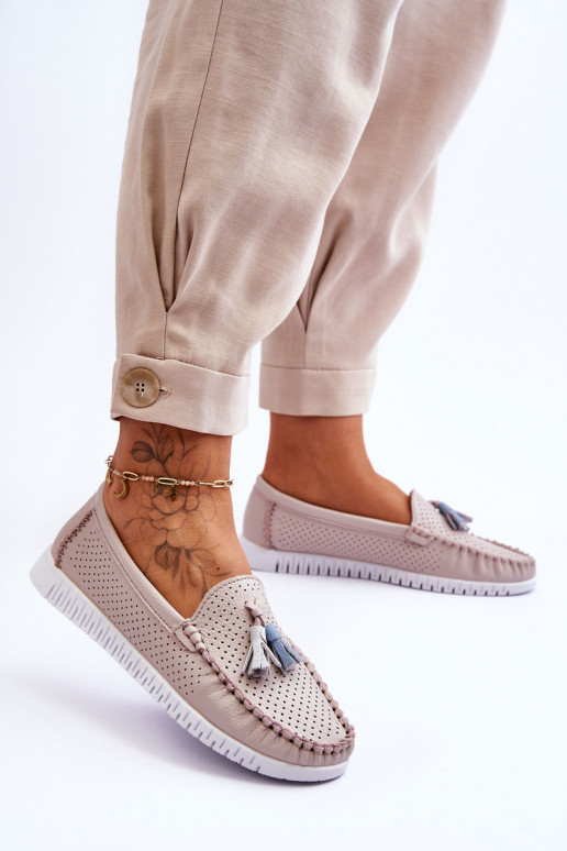 Women's Openwork Leather Loafers...