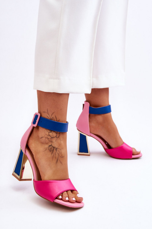 Elegant High Heel Sandals Pink-Blue...