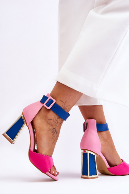 Elegant High Heel Sandals Pink-Blue...