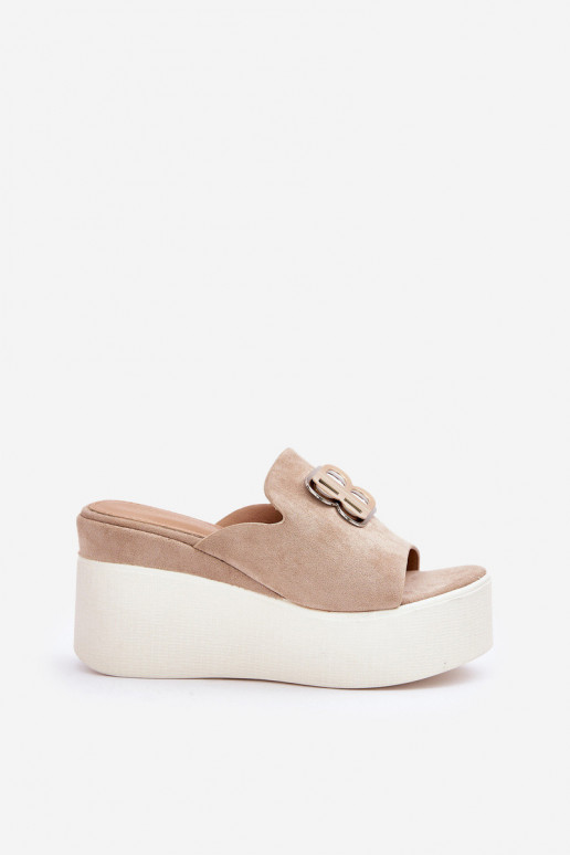 Slippers with platform beige Tanonea