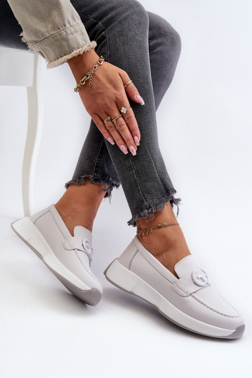 Light Grey Women's Platform Leather...