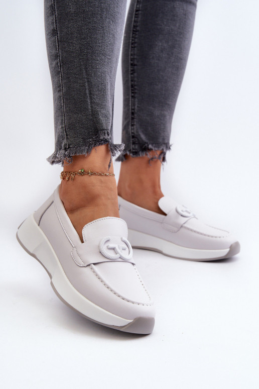 Light Grey Women's Platform Leather...