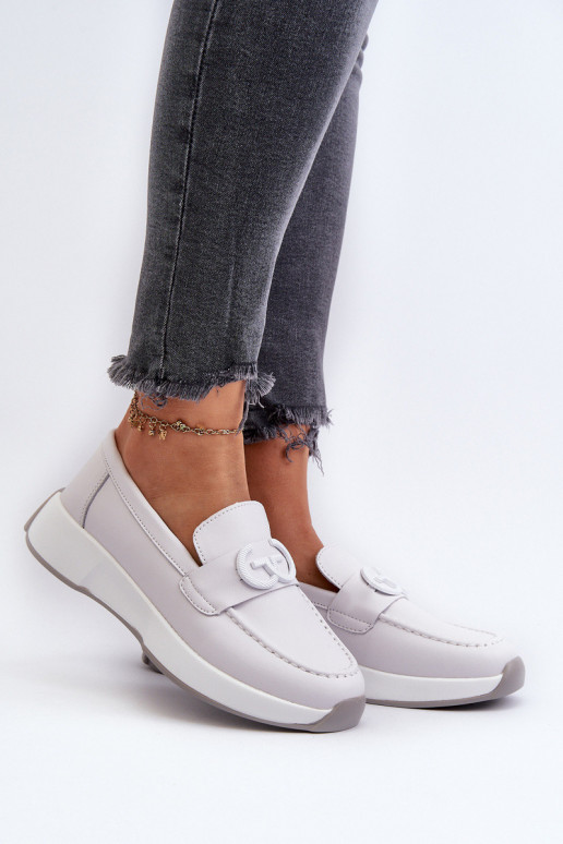 Light Grey Women's Platform Leather...