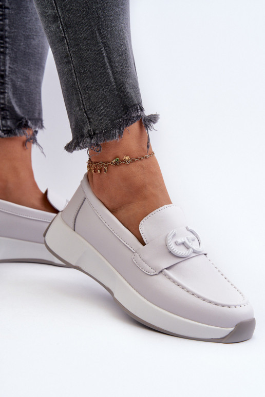 Light Grey Women's Platform Leather...