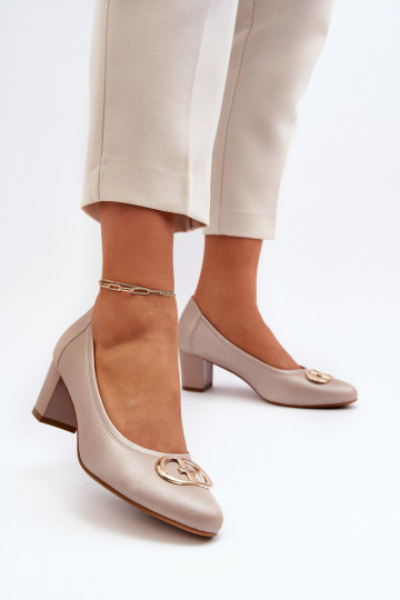 Black low heel pumps with...