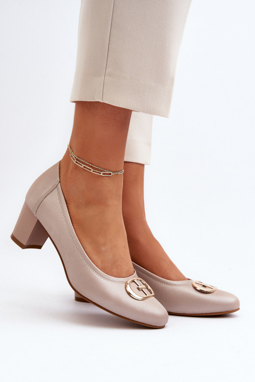 Black low heel pumps with...