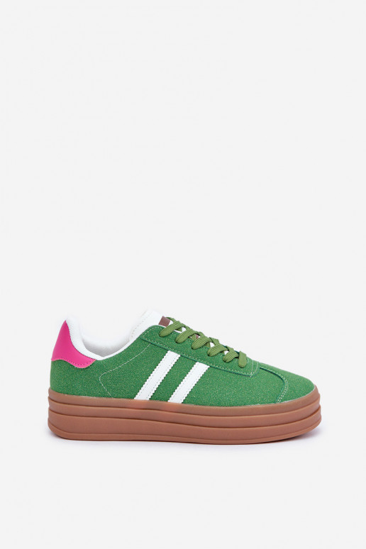Ladies Sneakers On Platform Green Egelia