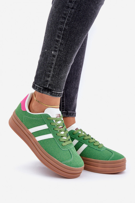 Ladies Sneakers On Platform Green Egelia