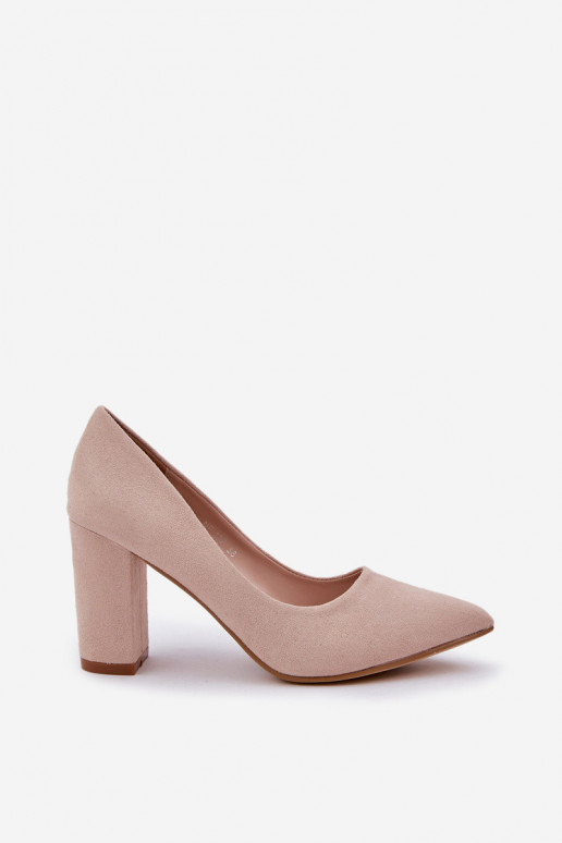 Women's Heeled Eco Suede Beige Pumps...