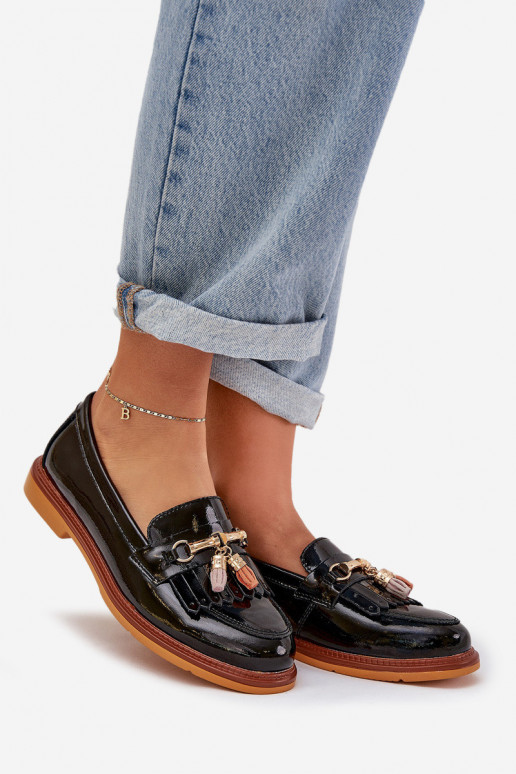 Lacquered Leather Elegant Loafers On...