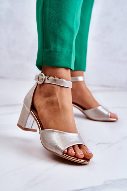 Leather high heel sandals Vinceza Golden