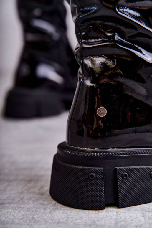 Lacquered Boots Over the knee On Flat...