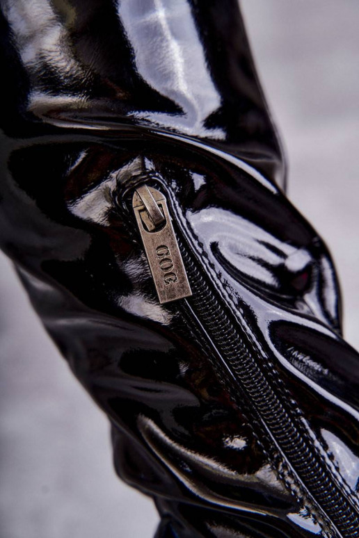 Lacquered Boots Over the knee On Flat...