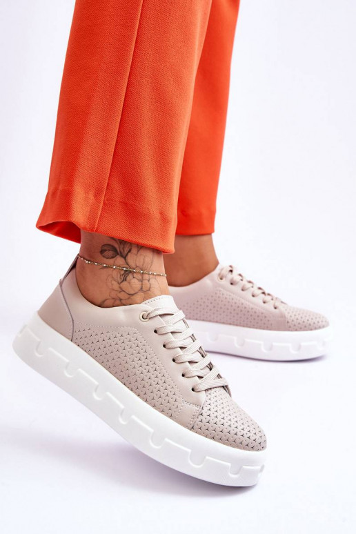 Leather Sports Shoes On A Chunky...