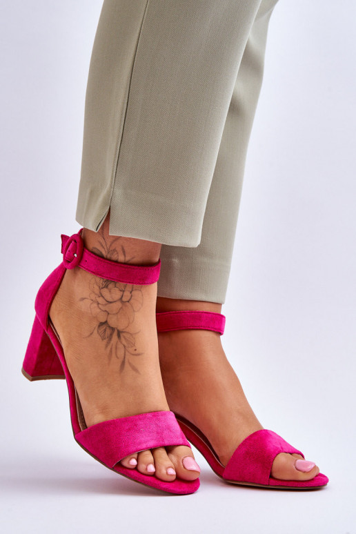 Women's Sandals On Heel suede Fuchsia...