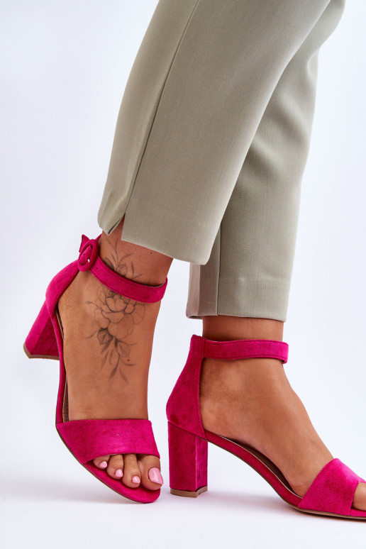 Women's Sandals On Heel suede Fuchsia...