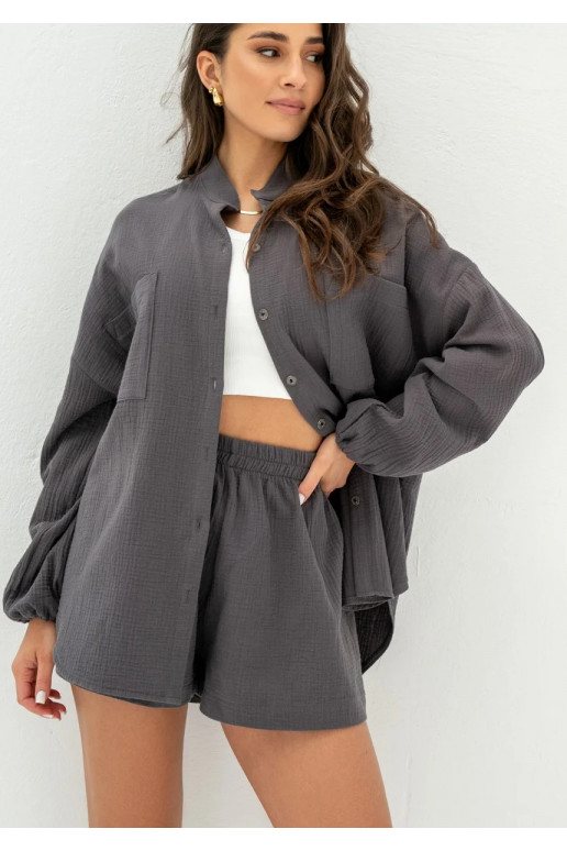 Palma - Graphite wide muslin shirt Palma - Graphite wide muslin shirt