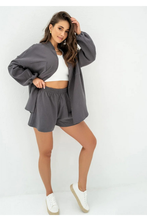 Palma - Graphite wide muslin shirt Palma - Graphite wide muslin shirt