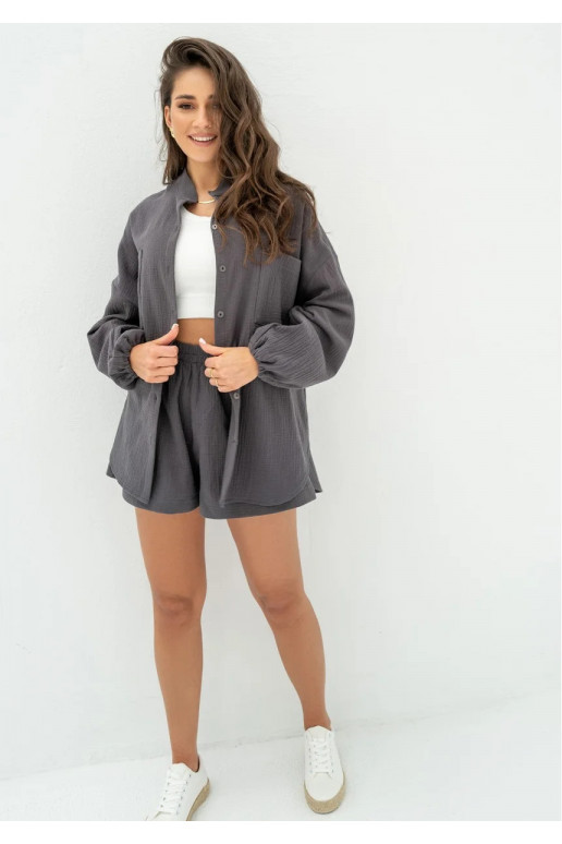 Palma - Graphite wide muslin shirt Palma - Graphite wide muslin shirt