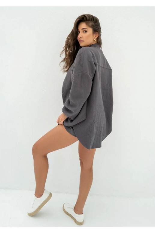 Palma - Graphite wide muslin shirt Palma - Graphite wide muslin shirt