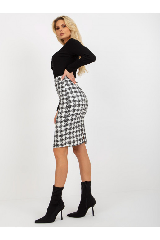 Languotas sijonas juodai baltas Tweed