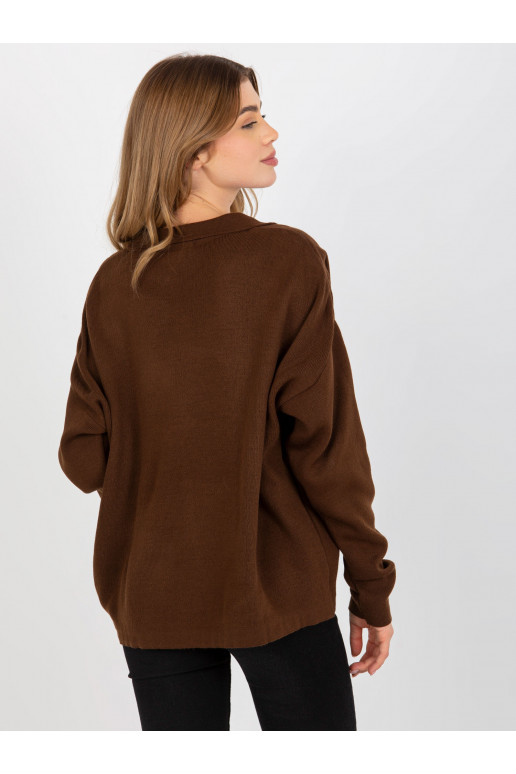 Tamsiai rudas oversize megztinis su...