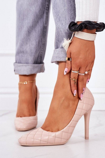 Elegant Quilted Heels Beige...